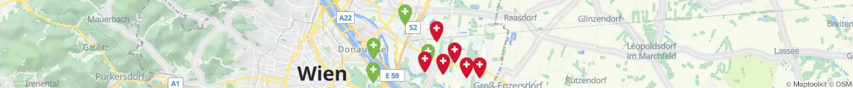 Kartenansicht für Apotheken-Notdienste in der Nähe von Eßling (1220 - Donaustadt, Wien)